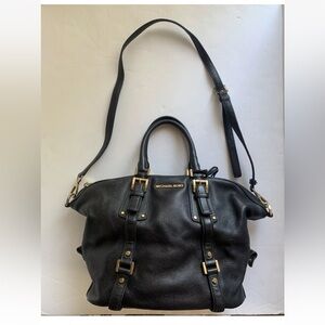 Michael Kors Bedford Belted Medium Satchel Black Leather Bag